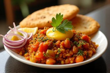 Plate of Mumbai Pav Bhaji